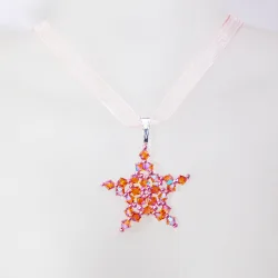 Pendant 45cm - Cassiopeia-Salmon Organza - Pendant 45cm - Laiton argenté